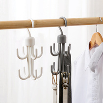 Household double coat hanger eight claw rotating adhesive hook scarf rack silk scarf rack leather belt tie storage rack