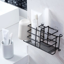 Wrought iron toothbrush holder toilet non-hole mouthwash Cup storage rack creative wall-mounted dental gear rack toothbrush holder