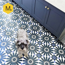 The last home Nordic blue tiles ins Net red restaurant kitchen bathroom flower tiles balcony floor tiles tiles