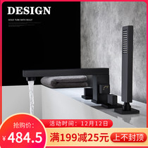 Kashitto full copper black bathtub faucet cylinder side Type embedded wall type extended split bathtub shower set