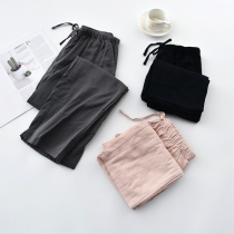 Day Department Excellent Products Pure Color Sleeping Pants Women Long Pants Spring Autumn Pure Cotton Cotton Cloth Brief Approachable Straight Drum Mens Home Pants