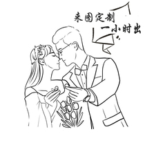 Hand drawn avatar Couple cartoon character line logo real person photo turn hand drawn tattoo stick figure custom avatar