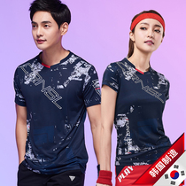 South Korea Kelaian badminton suit womens short-sleeved breathable quick-drying mens top couple suit slim-fit thin sportswear
