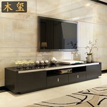 TV cabinet Modern simple black solid wood Nordic Tempered glass whole small household coffee table TV cabinet combination