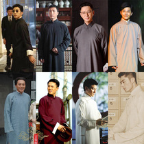 Republic of China gown gown gown cross talk retro Chinese style mens family portrait May 4th Youth wear