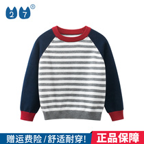 27kids Children Clothing Pure Cotton Children Sweater Autumn Winter Boy Needles Jersey Striped Jersey Striped Undershirt Spring Clothing Spring Autumn Thin