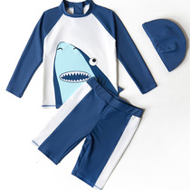 Korean childrens wetsuit split long sleeve swimsuit Zhongda boy mens sunscreen short sleeve swimsuit set Surf suit