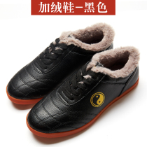 Wu Impression Taiji shoes Mens autumn and winter plus velvet thickened ox tendon Tai Chi practice shoes martial arts shoes Tai Chi cotton shoes women