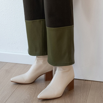 MEIYANG MEIYANG Waltz Half Boots Simple Pointed Ankle Boot Heels Four Seasons Zipper Boots