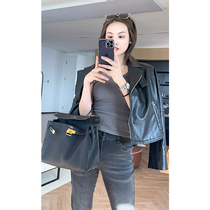 Meiyang Meiyang locomotive leather coat Modern similarly skin black jacket short coat
