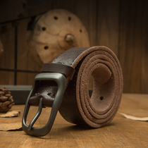 Handmade belt cowhide men's pin buckle head layer pure leather casual retro hand student pants belt young and middle-aged denim belt