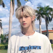 Wolf tail wig male short hair summer Net red Korean version of handsome short straight hair fluffy natural mullet head student full head cover