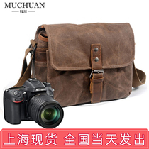 Retro Canon Nikon photography bag SLR waterproof oil wax canvas Leica camera bag Fuji XS10 micro shoulder bag