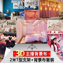 Live background cloth yy fast hand live broadcast room anchor background cloth bracket 3d decorative wall cloth photo shake sound background wall