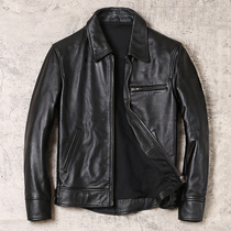 Pakistan mens first layer cowhide casual lapel leather leather clothing middle-aged business leather jacket mens special price