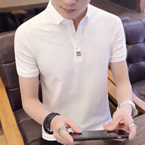 Hong Kong trendy brand summer POLO shirt mens short-sleeved lapel three-bar cotton T-shirt mens casual mens top ins