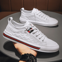 Tide brand white shoes mens 2021 new spring and autumn breathable leather Korean version of all-match fashion casual lace-up-free board shoes tide