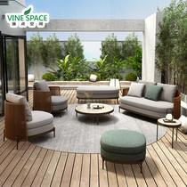 Outdoor rattan sofa leisure furniture Nordic table and chair villa garden balcony rattan chair reclining chair combination designer model