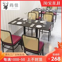 Theme Western restaurant retro industrial wind rattan wrought iron hot pot barbecue barbecue barbecue Music Bar coffee shop table and chair
