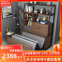 Folding bed 1 2 M household single lunch break Cabinet Bed 1 5 m wide four fold folding invisible bed small apartment