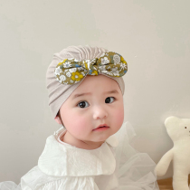 Autumn and winter plus velvet newborn modal guard fontanelle baby cap bow boneless Indian hat fontanelle cap