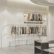 Clothing store clothes rack creative double-layer stainless steel silver hanger womens shelf display rack upper wall display rack