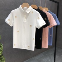 Tide brand embroidery Polo shirt mens summer 2021 new fashion mens pure cotton short-sleeved t-shirt casual breathable top