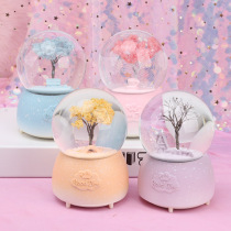 Creative cherry blossom flowers Four Seasons floating snowflakes graduation Crystal Ball Music Box Music Box Music Box Children girl heart birthday gift