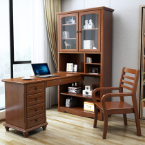 Solid wood corner desk bookcase combination American corner childrens learning desk Retractable home computer writing desk