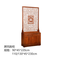 Solid wood foyer cabinet New Chinese style screen partition cabinet Antique entrance door entrance shoe cabinet Double-sided carved storage room hall cabinet