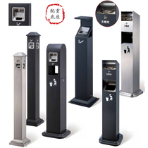 Outdoor stainless steel vertical ash column hotel smoking area cigarette butt column cigarette end collector smoke out trash can