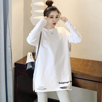 White base shirt women with cotton 2021 new autumn winter style long sleeve T-shirt loose top