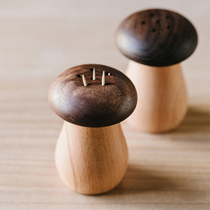 Zeltenjia Japanese solid wood toothpick box home creative cute mushroom toothpick cans ins Net Red simple toothpick tube