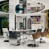 New hairdressing shop marble with desktop barber shop mirror table hair salon special with lamp cabinet integrated hair mirror