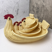 Wicker woven basket bamboo basket rattan woven bamboo basket table top storage basket animal egg handmade tray creative tableware