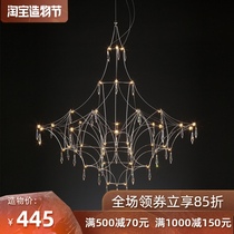 Starry Living room Crystal lamp Postmodern villa Duplex House Villa Bedroom Dining Room Light Cube Firefly Chandelier