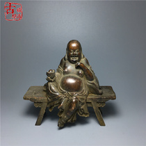 Antique miscellaneous collection antique old bronze material Maitreya Buddha bench Buddha ornaments Miscellaneous antique bronze bronze bronze sculpture