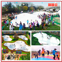Large inflatable bouncing cloud parent-child Paradise Grass rainbow jumping bed sand wo scenic spot farm White Cloud trampoline manufacturers