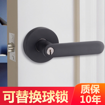  American spherical lock Indoor bedroom three-rod handle lock Black door lock handle old-fashioned household universal gold