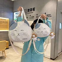 Mommy Bag Cute Cartoon Kitty Satchel Satchel 2022 New Light Sails Cloth Bag Parent-child Single Shoulder Bag Lunch Bag