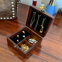 Portable earrings jewelry box small exquisite solid wood mini Mini minimalist earrings portable hand accessories necklace storage