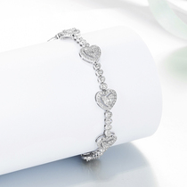 Master Liao Jewelry 18K Platinum Love Diamond Bracelet Female Diamond Heart-shaped Group Inlaid with Diamond Bracelet Custom