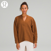 Online exclusive lululemon Rippled women V collar pullover LW3EOXS