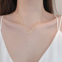 Korean square buckle sterling silver necklace female niche design sense 2021 new summer ins cold wind choker