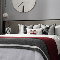 New Chinese style board room bedding minimalist soft-fit design New Chinese black red four pieces Covered Room Bed