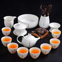 Dehui white sheep jade ceramic tea set home creative literature with white porcelain tea set Bowl teapot gift