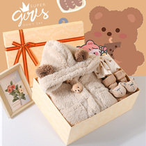 Baby gift box newborn supplies newborn mens and womens treasure autumn and winter long-sleeved clothes jumpsuit full moon gift meeting ceremony