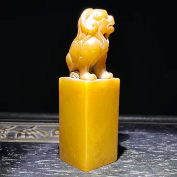 福寿双全】印鑑・寿山石彫刻｜金銀田黄俏色石彫り｜蒋仁作款