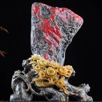 Boutique Changhua chicken blood stone Dahongpao ornaments flowers blossom rich literature play Collection viewing home desktop stone decoration