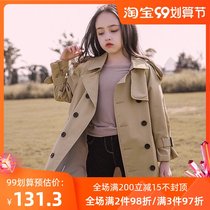 Girls windbreaker coat autumn clothing 2021 New Korean version of foreign style British female baby boy Spring and Autumn long childrens coat